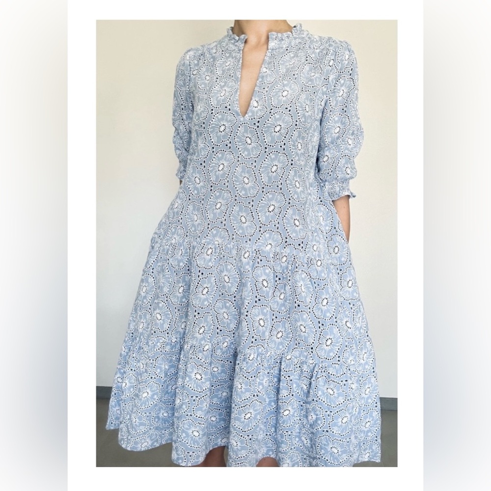 ME+EM Pale Blue Eyelet Tiered Mini Dress - Picture 2 of 9